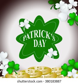 St Patrick's Day Shamrock Leaves Border Background Illustration Vector. Set of Typographic Design Badges for Saint Patrick's Day
