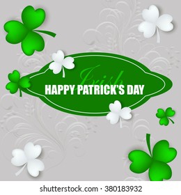 St Patrick's Day Shamrock Leaves Border Background Illustration Vector. Set of Typographic Design Badges for Saint Patrick's Day