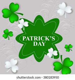 St Patrick's Day Shamrock Leaves Border Background Illustration Vector. Set of Typographic Design Badges for Saint Patrick's Day