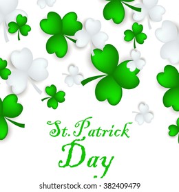 St Patrick's Day Shamrock Leaves Border Background Illustration Vector. Set of Typographic Design Badges for Saint Patrick's Day