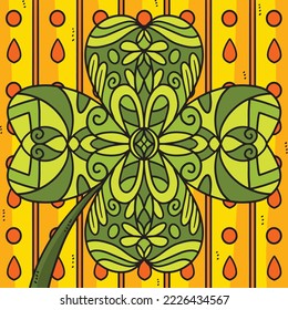 St. Patricks Day Shamrock Mandala Colored Cartoon