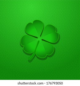 St Patrick's Day Shamrock on Green Leather Background