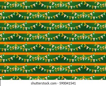 St. Patrick's Day Shamrock Orange White Green Flag Pattern