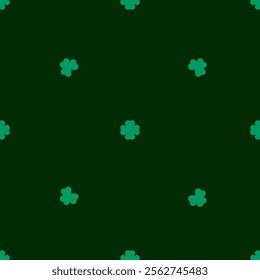 St. Patricks Day shamrock seamless pattern. Green clover leaves on dark green background. St. Patricks Day background. Vector template for fabric, textile, wallpaper, wrapping paper. 