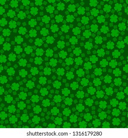 St. Patrick's Day Shamrocks The 4 Leaf Clover Lucky Seamless Background Vector