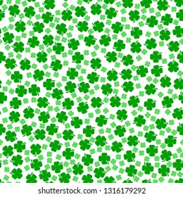 St. Patrick's Day Shamrocks The 4 Leaf Clover Lucky Seamless Background Vector