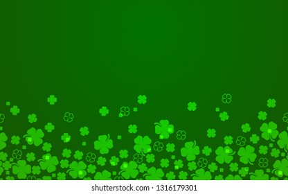 St. Patrick's Day Shamrocks The 4 Leaf Clover Lucky Seamless Background Vector