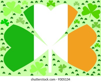 St Patricks day shamrocks with Irish flag