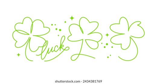 St. Patrick's day shamrocks, one line drawing vector set