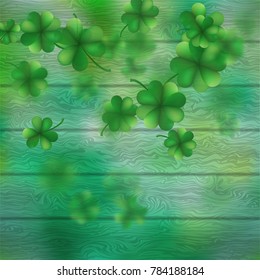 St Patricks Day shamrocks over a green wood background. And also includes EPS 10 vector