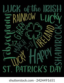 St. Patrick's day shirt print template, shamrock typography design for Ireland, Ireland culture Irish traditional t-shirt design