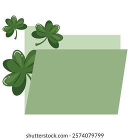 st patrick's day simple document folder icon with shamrock in the middle of the icon for various designs, posters or banners	