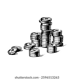 St. Patrick's Day sketch. Hand drawn vector illustration of coins