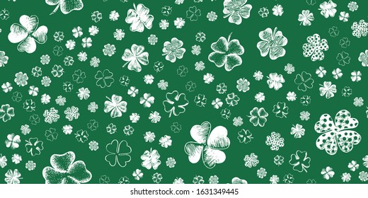 St. Patrick's Day. Sketch set clover. Hand drawn illustration.