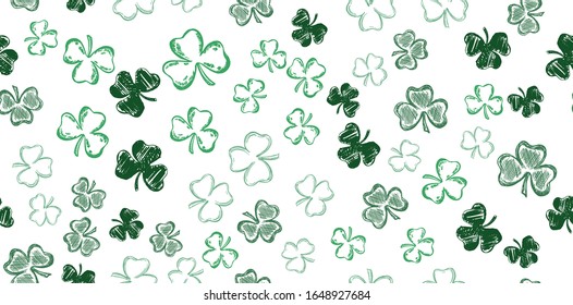 St. Patrick's Day. Sketch set clover. Hand drawn illustration.	