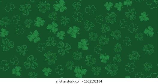 St. Patrick's Day. Sketch set clover. Hand drawn illustration.	