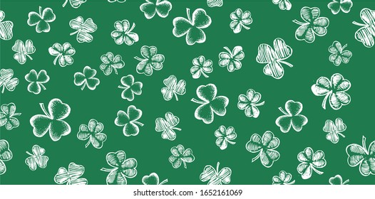 St. Patrick's Day. Sketch set clover. Hand drawn illustration.	