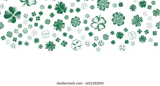 St. Patrick's Day. Sketch set clover. Hand drawn illustration.	