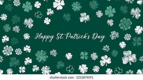 St. Patrick's Day. Sketch set clover. Hand drawn illustration.	
