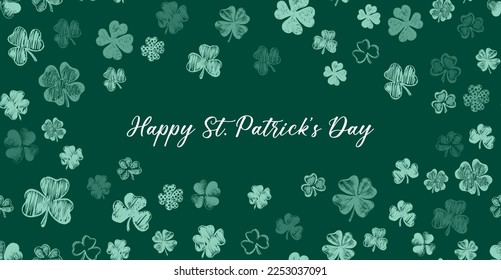 St. Patrick's Day. Sketch set clover. Hand drawn illustration.	