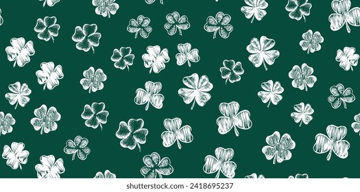 St. Patrick's Day. Sketch set clover. Hand drawn illustration.	