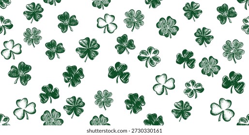 St. Patrick's Day. Sketch set clover, Hand drawn illustration.	
