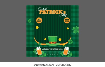 St Patricks Day Socials Media. St. Patrick's Day set of flyers brochures, invitation to a holiday, corporate holiday