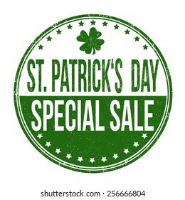 St. Patrick's Day special sale grunge rubber stamp on white background, vector illustration