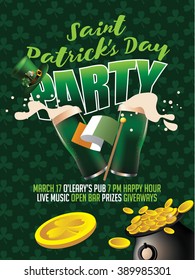 St. Patrick's Day splashing beer invitation poster. EPS 10 vector.