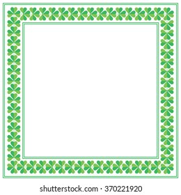 St Patricks Day square frame with shamrock on white background