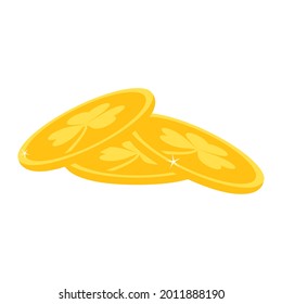 St. Patrick's Day a stack of gold coins in a cartoon style. Vector illustration isolated. White background