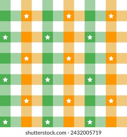 St. Patrick's day with star plaid pattern background. plaid pattern background. plaid background. Seamless pattern. for backdrop, decoration, gift wrapping, gingham tablecloth, blanket, tartan.