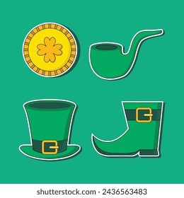 St. Patrick's Day Sticker Set 2 Vector Illustration