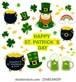 St. Patrick's Day stickers on white background