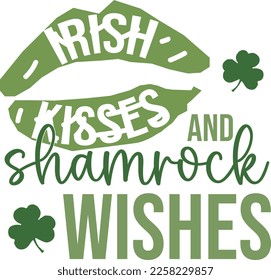 St. Patrick's Day Sublimation Graphics. Green color typography with clover leaf for print on demand business.