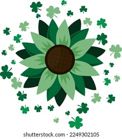 St Patricks Day Sunflower. It can be used on T-Shirt, labels, icons, Sweater, Jumper, Hoodie, Mug, Sticker,