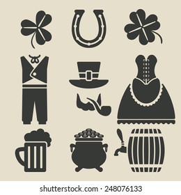 St. Patricks Day symbols set - vector illustration. eps 8