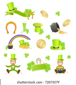 St. Patrick's Day symbols. Vector illustration, isolated on white