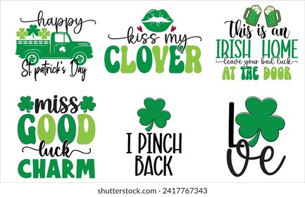 St. Patrick's Day T shirt Bundle, St. Patrick's Day Design Template, St. Patrick's Day Retro Design.