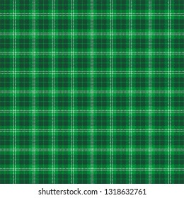 St. Patricks day tartan plaid. Scottish pattern in green and white cage. Scottish cage. Traditional Scottish checkered background. Seamless fabric texture. Vector illustration