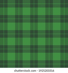 St. Patricks day tartan plaid. Scottish pattern in green and dark green cage. Scottish cage. Traditional Scottish checkered background. Seamless fabric texture. Vector illustration