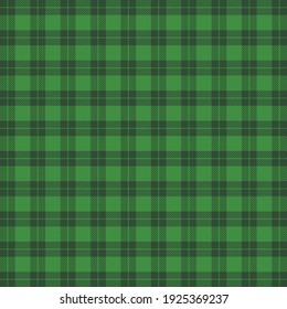 St. Patricks day tartan plaid. Scottish pattern in green and dark green cage. Scottish cage. Traditional Scottish checkered background. Seamless fabric texture. Vector illustration