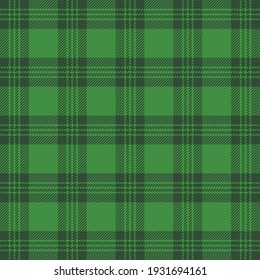 St. Patricks day tartan plaid. Scottish pattern in green and dark green cage. Scottish cage. Traditional Scottish checkered background. fabric texture. Vector illustration
