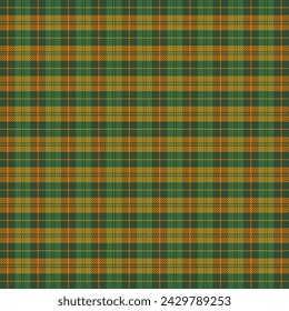 St. Patricks day tartan plaid. Scottish pattern in green and orange cage. Scottish cage. Traditional Scottish checkered background. Seamless fabric texture. Vector illustration