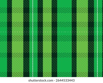 St. Patricks day tartan plaid. Scottish pattern in green and orange cage. Scottish cage. Traditional Scottish checkered background. Seamless fabric texture. 