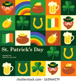 St Patrick's day  template card. Vector background 