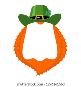 St Patricks day Template. Leprechaun blank banner. hat and beard. Holiday of Ireland. Traditional Irish holiday