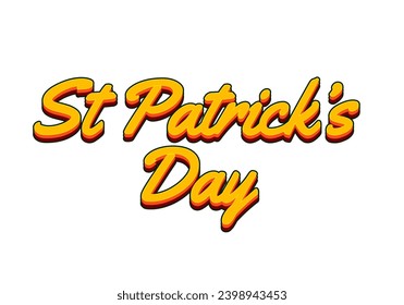 St Patrick's Day. Text effect design in yellow color with 3D look