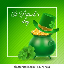 St Patricks Day text with Irish symbols