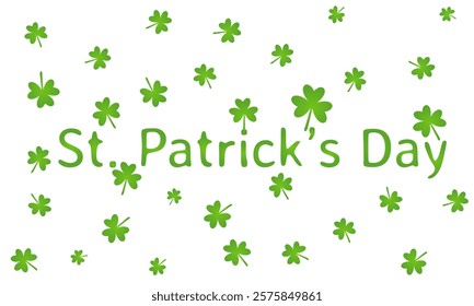 St Patricks Day text with pattern shamrock leaf green design vector illustration